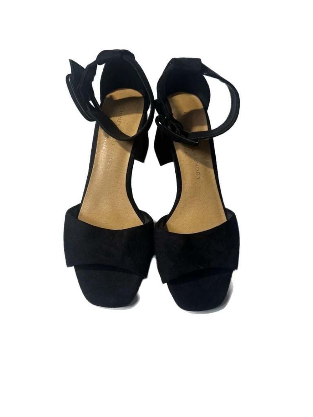 Chinese Laundry Yippy Black Suede Block Heel Sandals Size 8